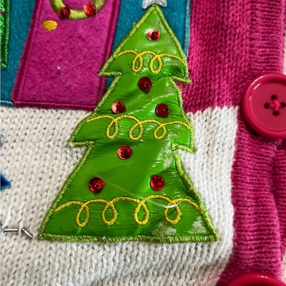 Pink Ugly Christmas Button Up Christmas Sweater - Picture 6 of 8